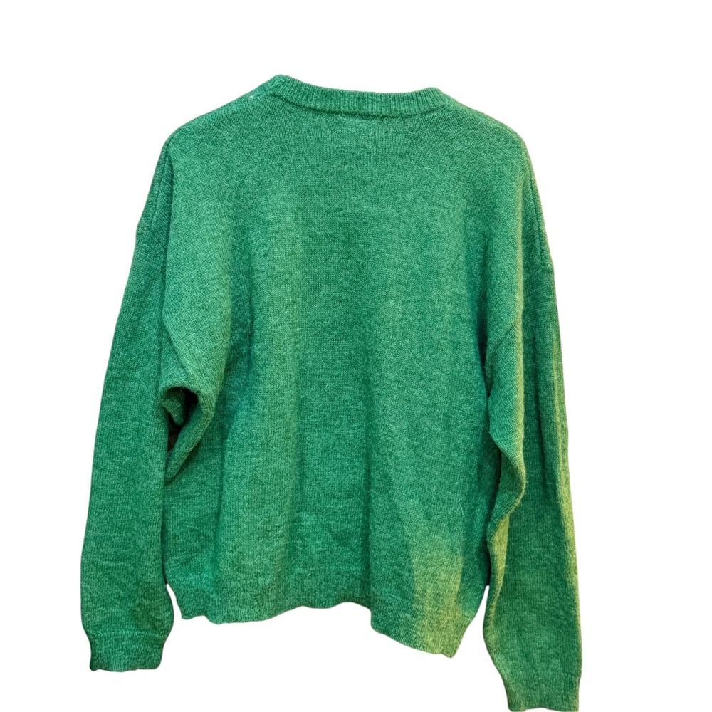 BDG Sweater Women L Green Wolf Intarsia Knit Crew Neck Oversized Pullover Indie - Picture 3 of 6